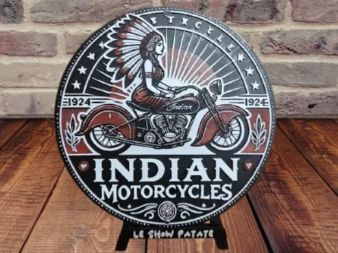 Plaque vintage Indian Motorcycle Hueforge by leshowpatate HueForge model: Plaque vintage Indian Motorcycle Hueforge by leshowpatate