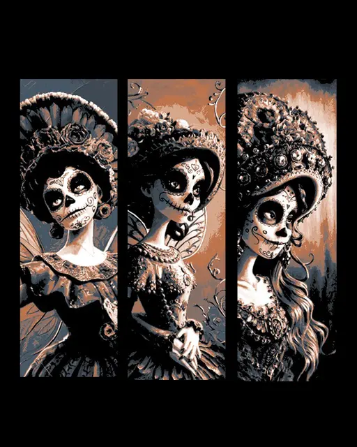 HueForge model: Celebration of the Day of the Dead - Dressing the Part Set of Bookmarks by BooneCo3d
