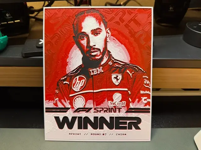 HueForge model: Lewis Hamilton Ferrari Sprint - F1 Podium HueForge by liv_3d