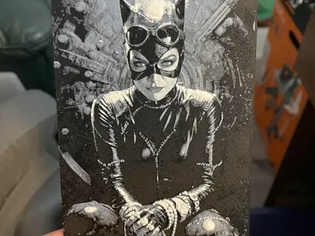 Cat Woman in front of a Vault Hueforge
