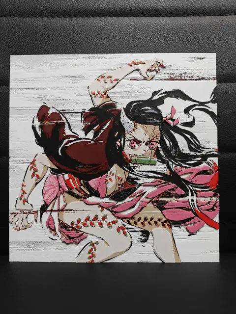 HueForge model: Nezuko Kamado Fighting by TheHueforgeLady