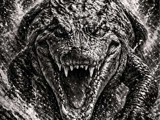 HueForge model: Fierce Crocodile – Black and White - EASY PRINT by Hueforge Maker