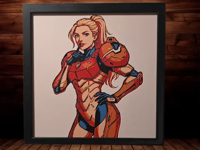 HueForge model: Samus Aran - Metroid - 200x200 by Side Quest Hues