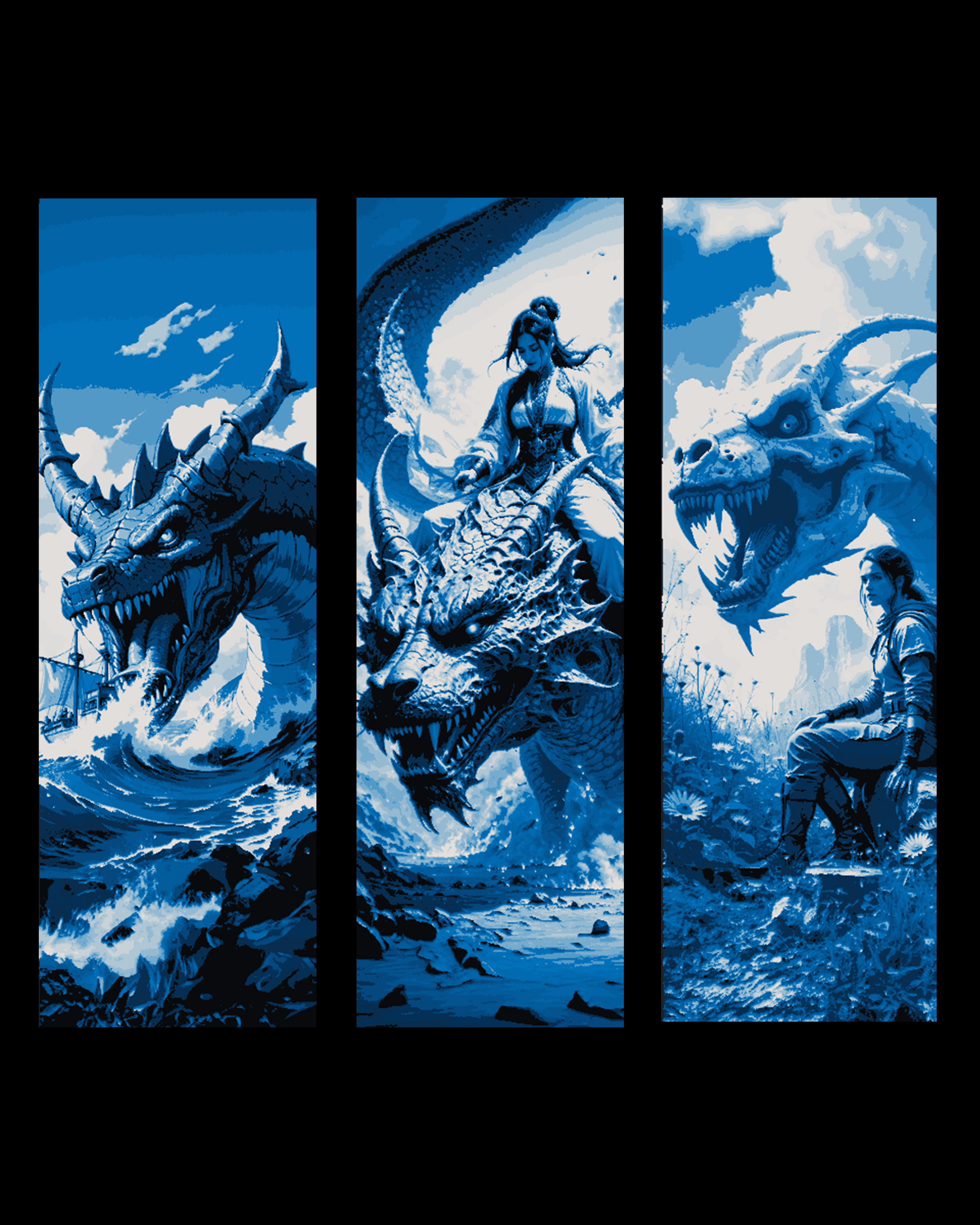High definition designs of Dragons in a high Fantasy Style - Set of Bookmarks by BooneCo3d HueForge model: High definition designs of Dragons in a high Fantasy Style - Set of Bookmarks by BooneCo3d