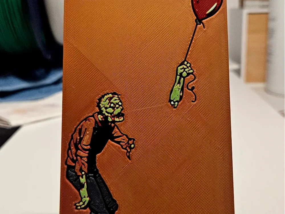 Zombie with balloon by Mano's 3d_Art HueForge model: Zombie with balloon by Mano's 3d_Art