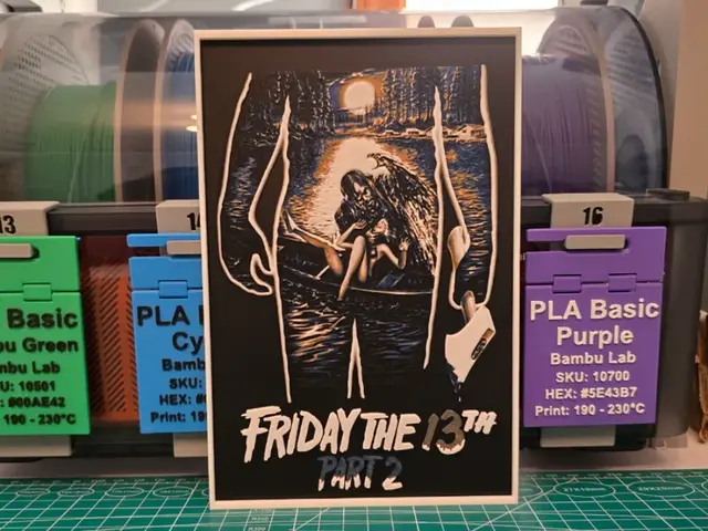 HueForge model: Friday the 13th Part 2 Movie Poster - Hueforge Art by Lumpy3D