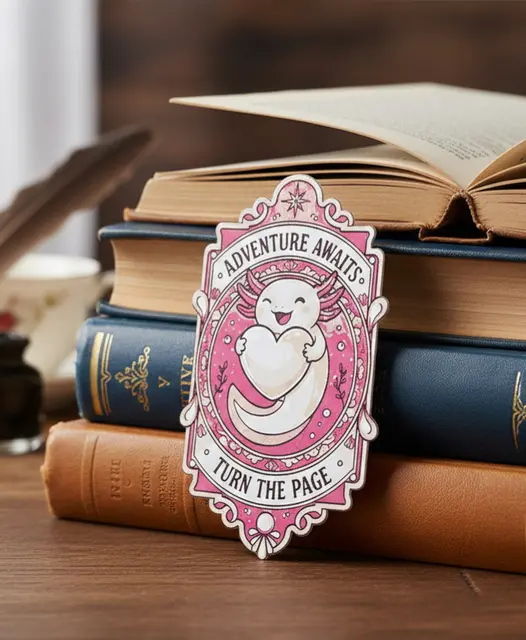 HueForge model: Valentine Axolotl Bookmark5 - Hueforge - 4 colors by doodleddigital