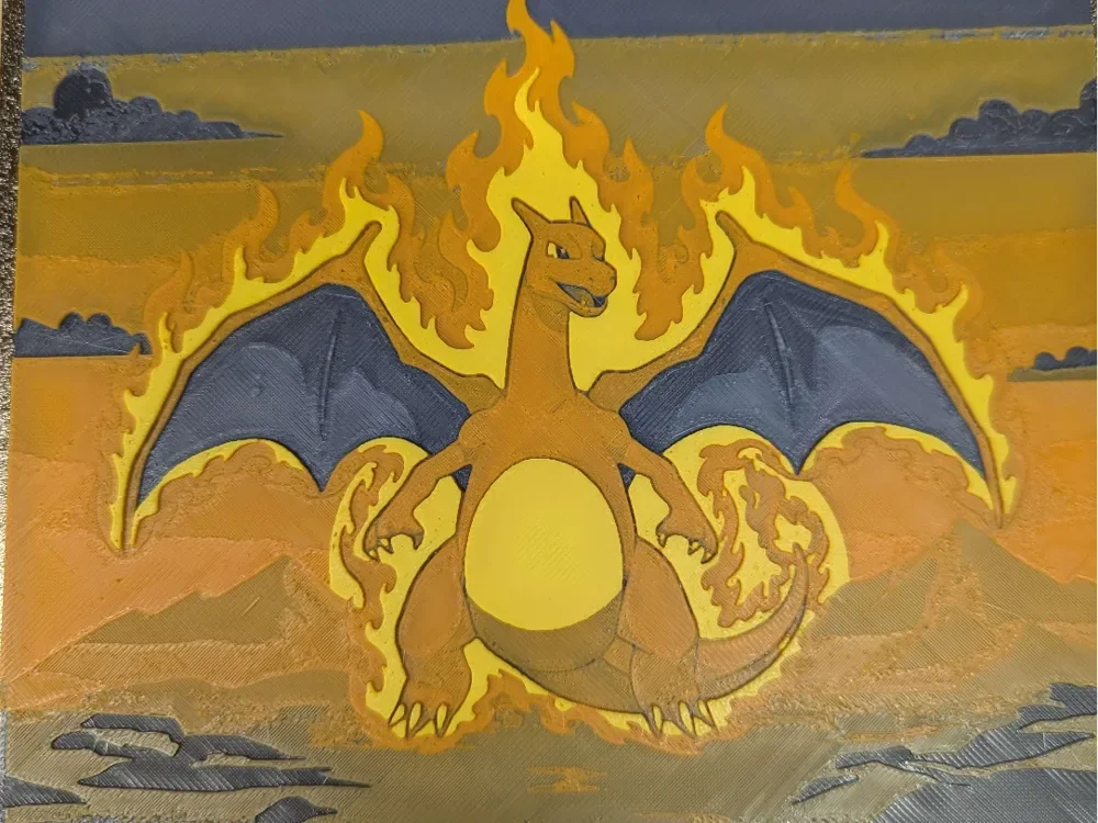 hueforge dracaufeu V1 Charizard by ZombiePaint3D HueForge model: hueforge dracaufeu V1 Charizard by ZombiePaint3D