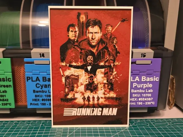 HueForge model: The Running Man (2025) Movie Poster - Hueforge Art by Lumpy3D