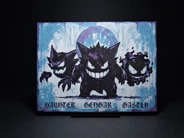 HueForge model: Gengar Ghostly Trio - Hueforge Wall Art by LED