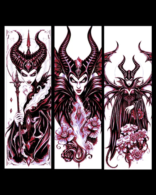 The villain returns - Evil Maleficent sketches are art - set of bookmarks
