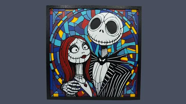 HueForge model: Jack & Sally Stained Glass - Nightmare Before Christmas Hueforge by Canadian Gamer
