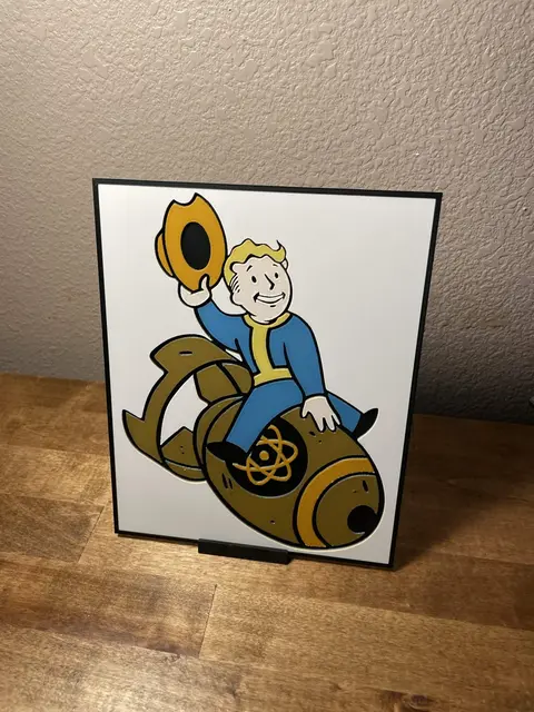 HueForge model: Vault Boy on Fat Man by Cloudy Nostalgia