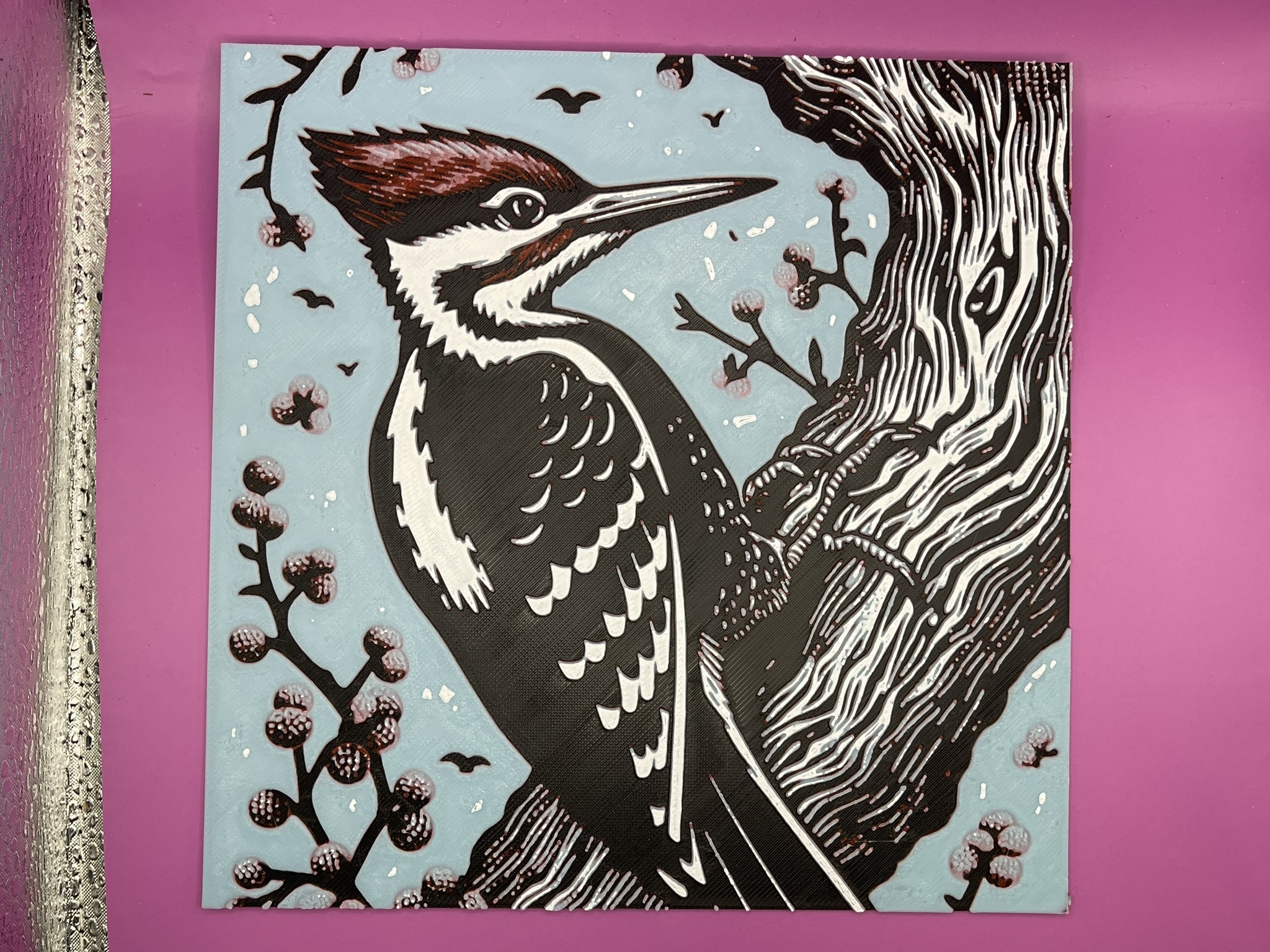 Pileated Woodpecker HueForged Woodblock Print Art by DeepDive3D HueForge model: Pileated Woodpecker HueForged Woodblock Print Art by DeepDive3D