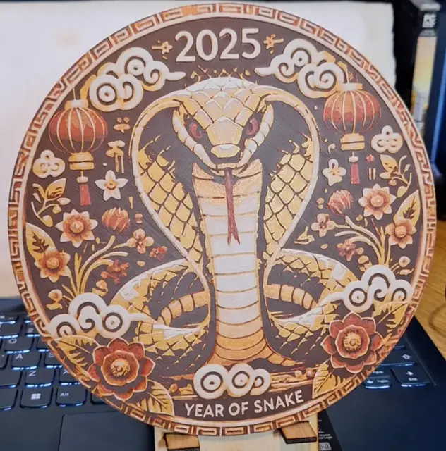 HueForge model: Year of the Snake 2025 - hugeforge red and gold by 3dGlow