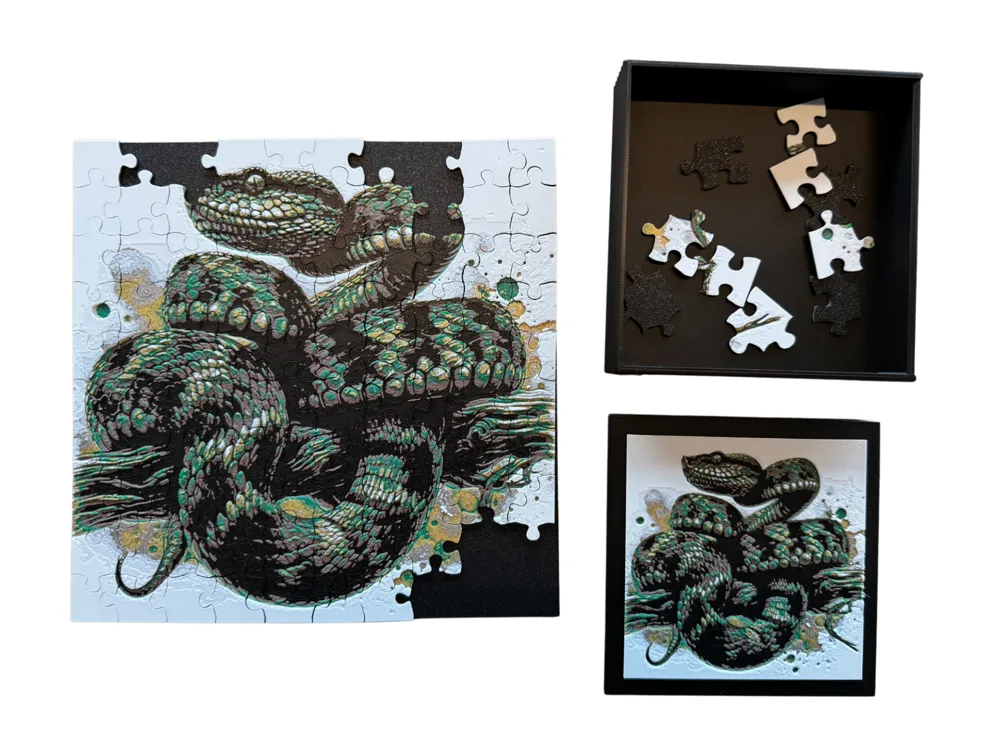 Bush Viper Snake - Puzzle & Box Lid by Canadian Gamer HueForge model: Bush Viper Snake - Puzzle & Box Lid by Canadian Gamer