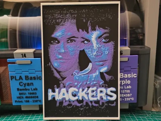 HueForge model: Hackers Movie Poster - Hueforge Art by Lumpy3D