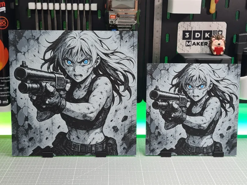 Girl Anime Shotgun – Hueforge – 4 Colors by Montoya Maker HueForge model: Girl Anime Shotgun – Hueforge – 4 Colors by Montoya Maker