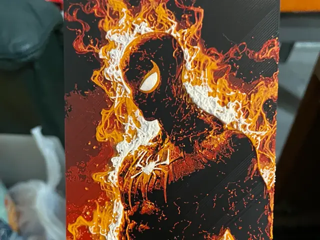 HueForge model: Spiderman on Fire V2 Hueforge by Advancedtechworldwide