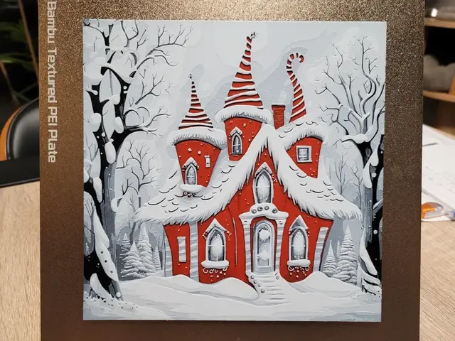 HueForge model: Red House 2 in a Snowy & Foggy Forest by Vincent111