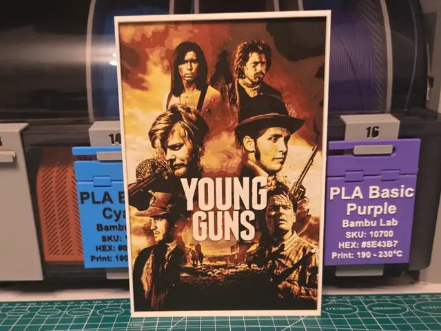 HueForge model: Young Guns Movie Poster - Hueforge Art by Lumpy3D