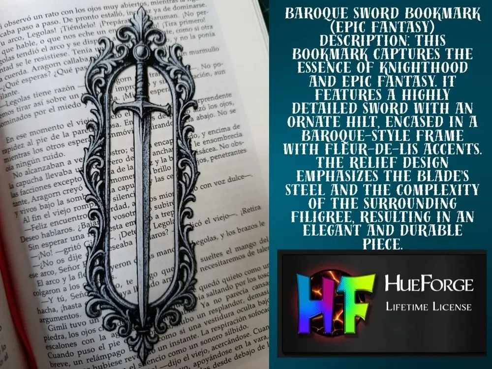 Baroque Sword Bookmark by FYTY112 HueForge model: Baroque Sword Bookmark by FYTY112