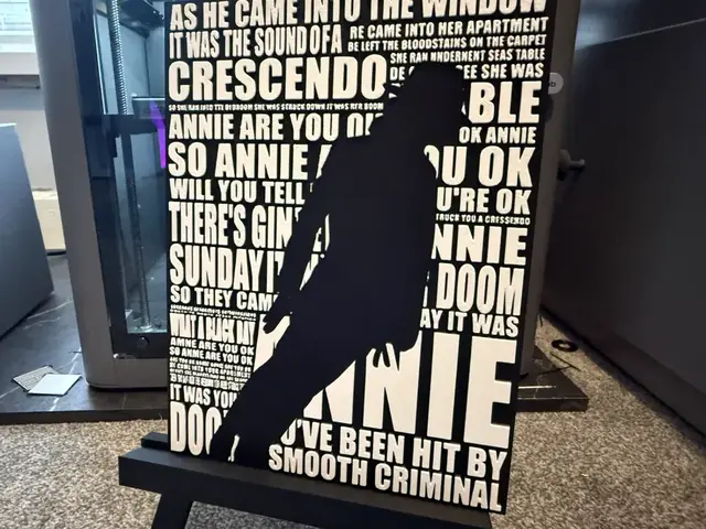 HueForge model: Smooth Criminal – Michael Jackson Lyric HueForge by Welsh Maker