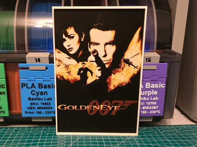 HueForge model: GoldenEye 007 Game Poster - Hueforge Art by Lumpy3D