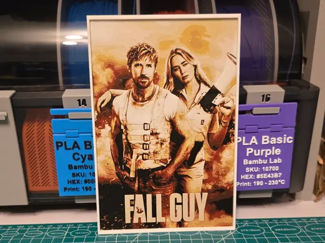 HueForge model: The Fall Guy Movie Poster - Hueforge Art by Lumpy3D