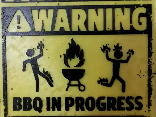 WARNING BBQ wall plate Hueforge
