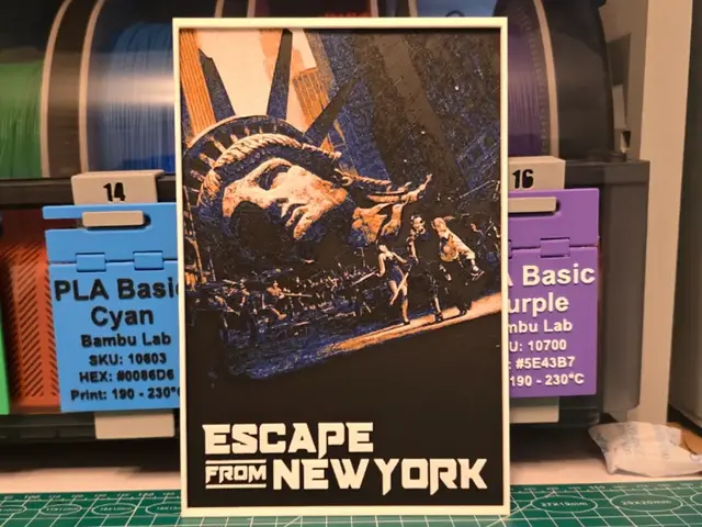 HueForge model: Escape from New York Movie Poster - Hueforge Art by Lumpy3D