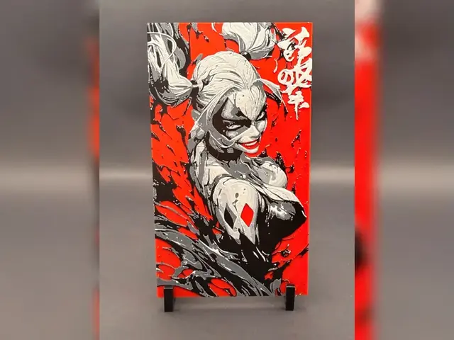 Harley Quinn Red Hueforge Portrait Print
