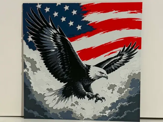 HueForge model: Eagle With Flag Hueforge by Magnolia Crafts