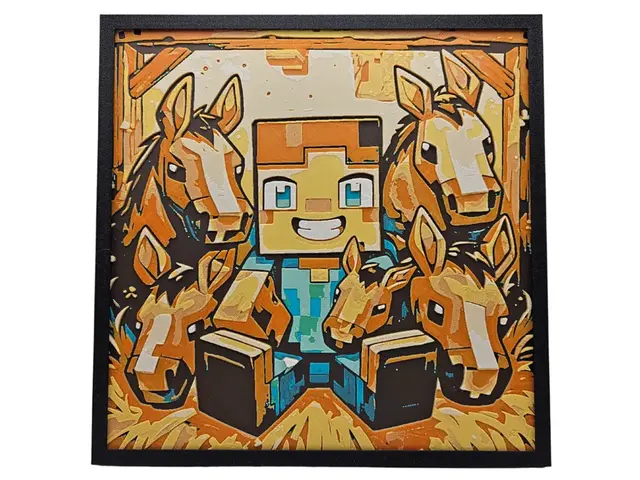 HueForge model: Minecraft Horse Farm by BusyKikiBee