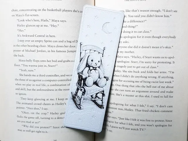 HueForge model: Bookmark, Floppy Eared Bunny, New Mom by Dame Jo