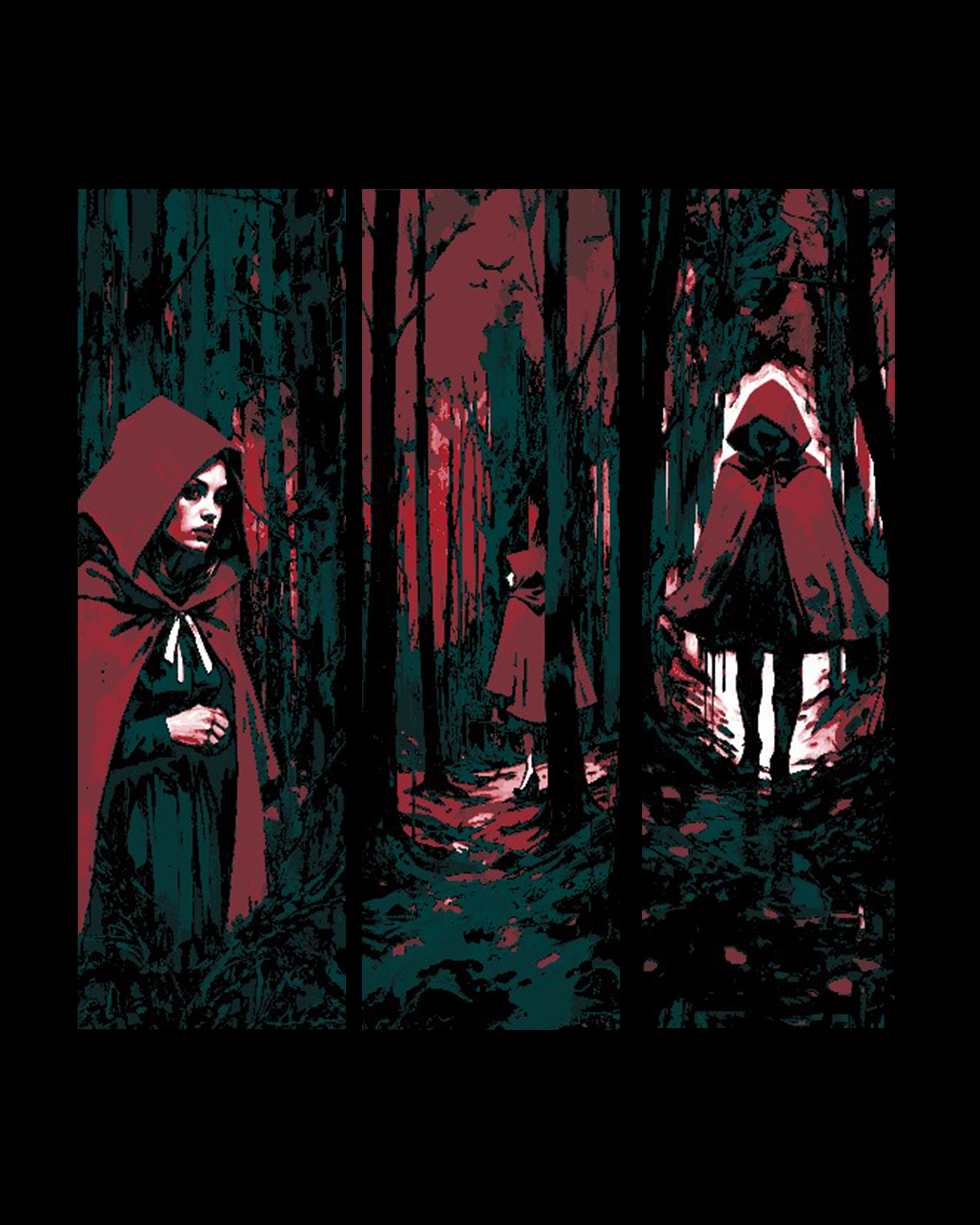 Dark Tales of Little Red Riding Hood in the Oppressive Forest - Set of bookmarks by BooneCo3d HueForge model: Dark Tales of Little Red Riding Hood in the Oppressive Forest - Set of bookmarks by BooneCo3d