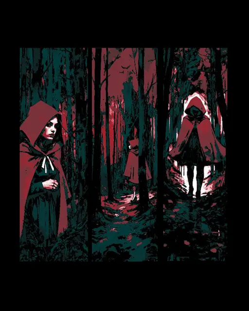 HueForge model: Dark Tales of Little Red Riding Hood in the Oppressive Forest - Set of bookmarks by BooneCo3d