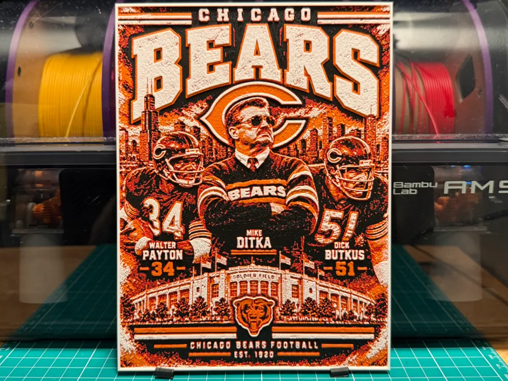 Bears Throwback Poster by liv_3d HueForge model: Bears Throwback Poster by liv_3d