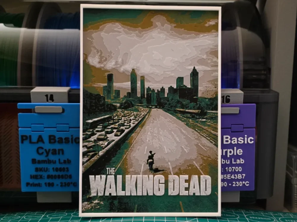 The Walking Dead Poster V2 - Hueforge Art by Lumpy3D HueForge model: The Walking Dead Poster V2 - Hueforge Art by Lumpy3D