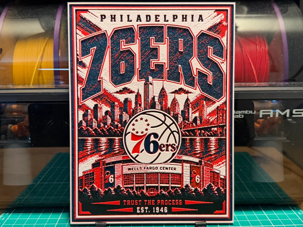 76ers Poster by liv_3d HueForge model: 76ers Poster by liv_3d