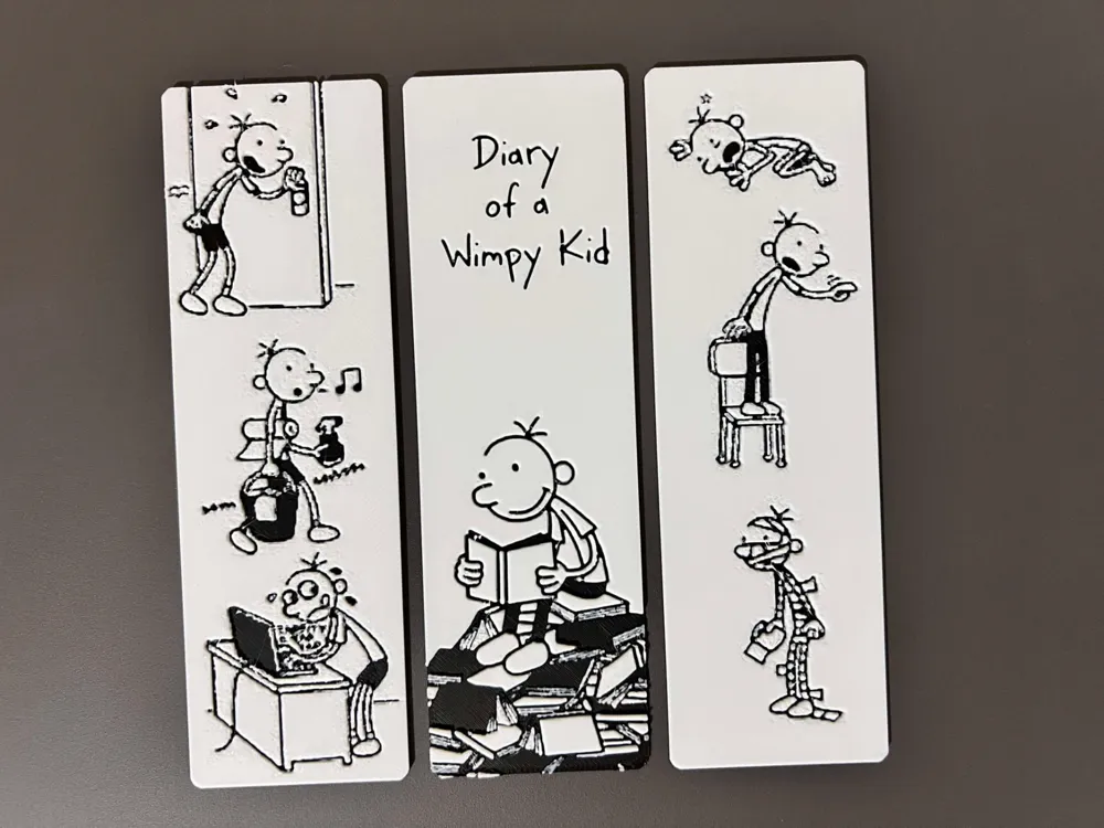 Diary of a Wimpy Kid - Bookmark Set by 3djd HueForge model: Diary of a Wimpy Kid - Bookmark Set by 3djd