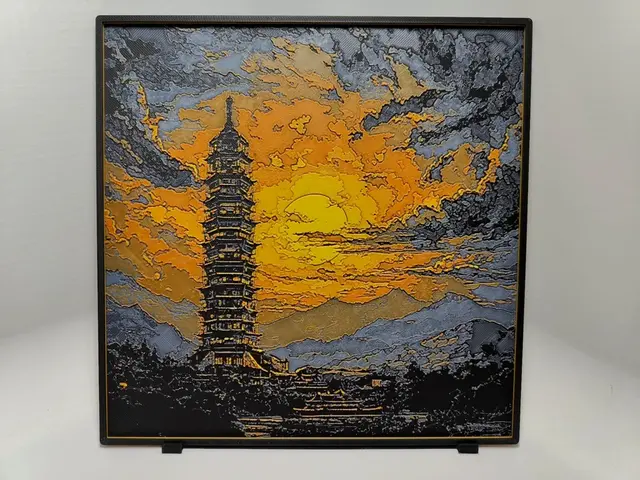 HueForge model: Porcelain Tower Sunset - Hueforge by BeaN
