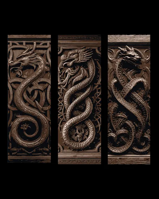 HueForge model: Celtic and Norse Knotwork Celebrating the Serpent Dragon - Set of bookmarks by BooneCo3d