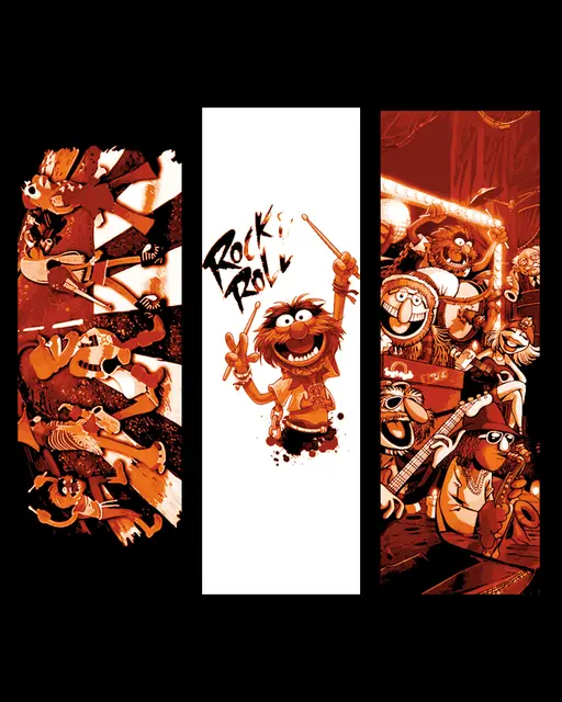 HueForge model: Fanart designs of Muppets Animal and his bandmates in Electric Mayhem - Set of bookmarks by BooneCo3d