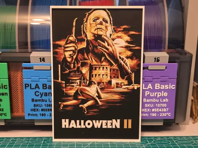 HueForge model: Halloween II Movie Poster - Hueforge Art by Lumpy3D
