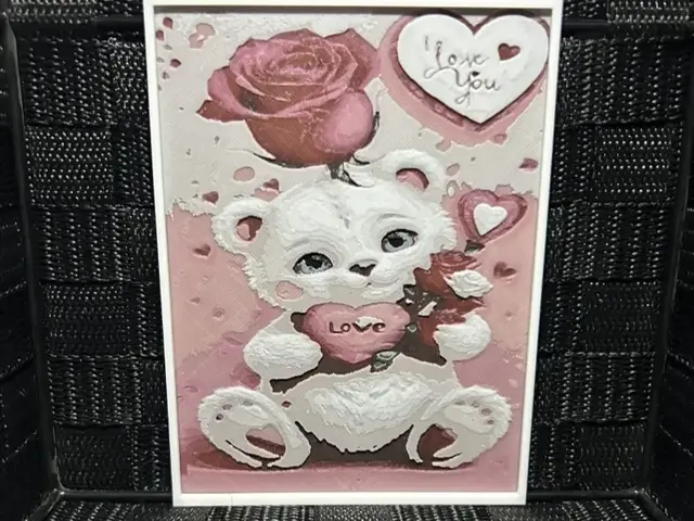 HueForge model: Hueforge Greeting Card  - Teddy Bear I Love You - by JoDau