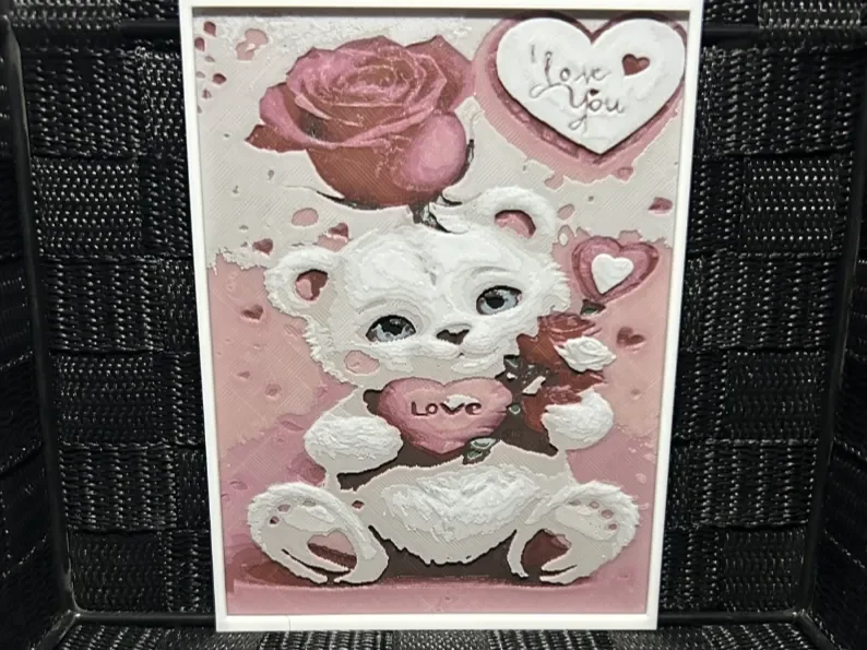 Hueforge Greeting Card - Teddy Bear I Love You - by JoDau HueForge model: Hueforge Greeting Card - Teddy Bear I Love You - by JoDau
