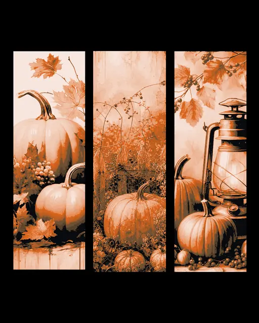 The golden colors of fall and the harvest season - set of bookmarks