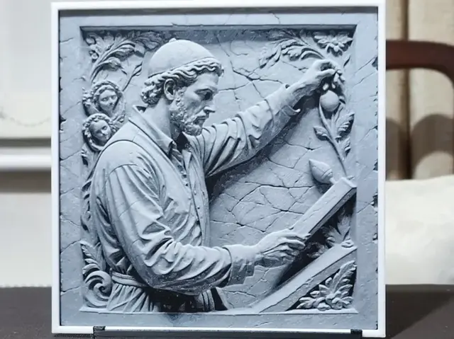 HueForge model: Carving The Sculptor (Concrete) - HueForge 3 Color by BoDad