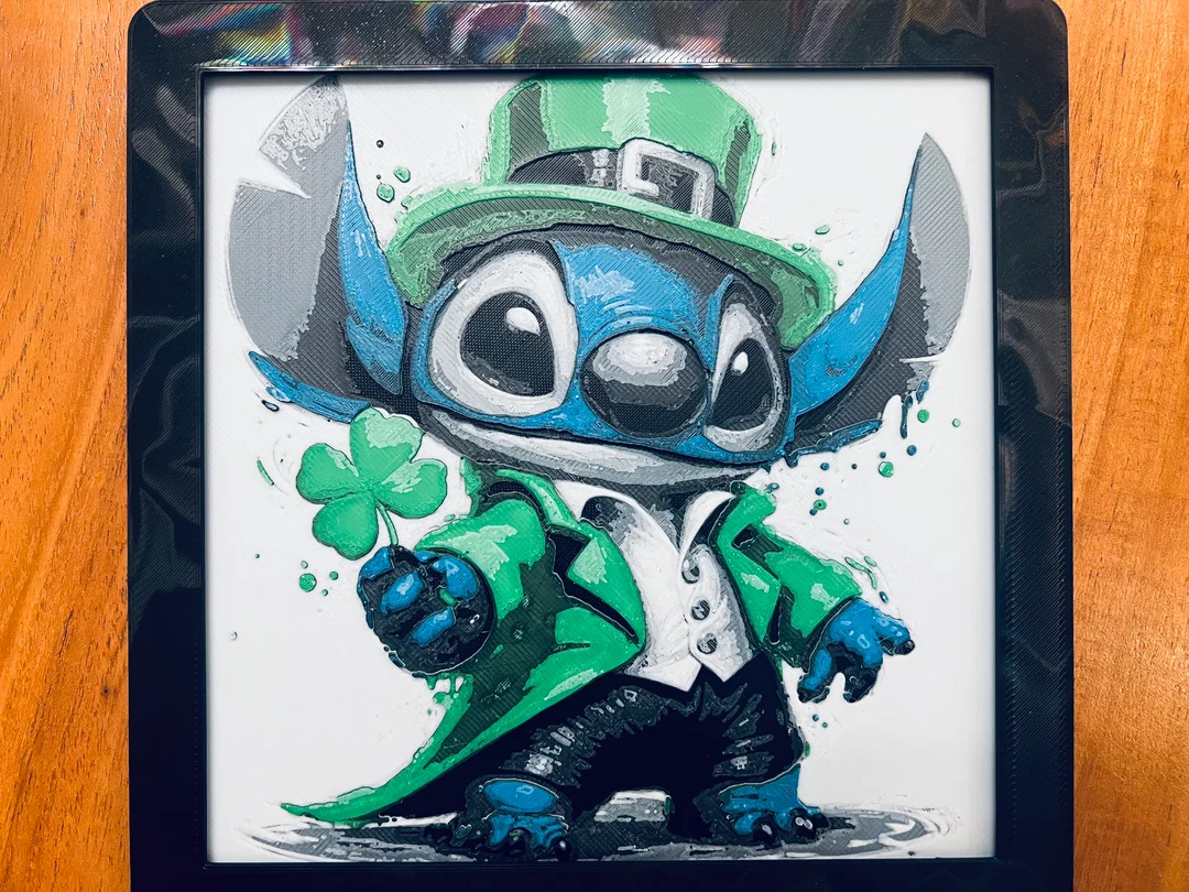 Stitch dressed as a Leprechaun by JustBe 3D Printing HueForge model: Stitch dressed as a Leprechaun by JustBe 3D Printing